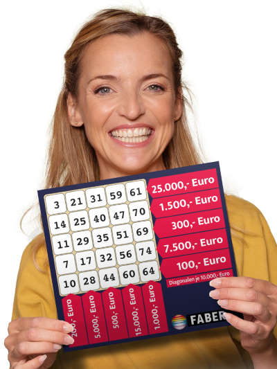 Frau mit Sofortgeldbingo Karte